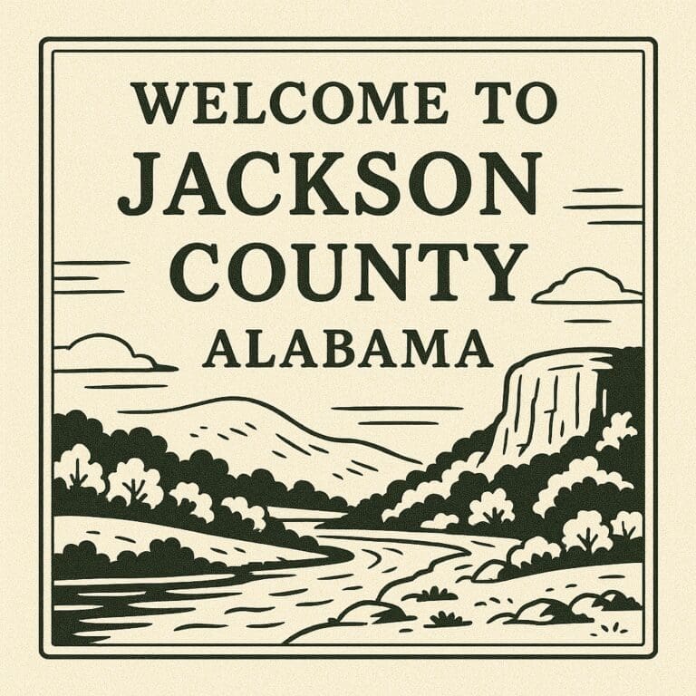 Jackson County Alabama Line Art Sign