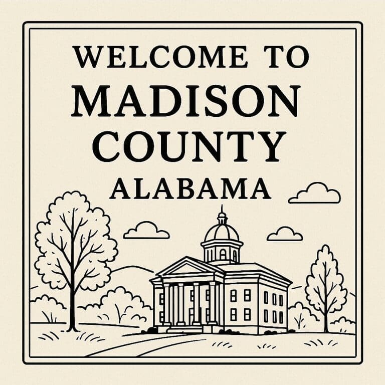 Madison County Alabama Line Art Sign