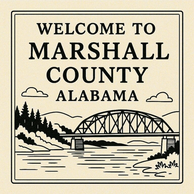 Marshall County Alabama Line Art Sign