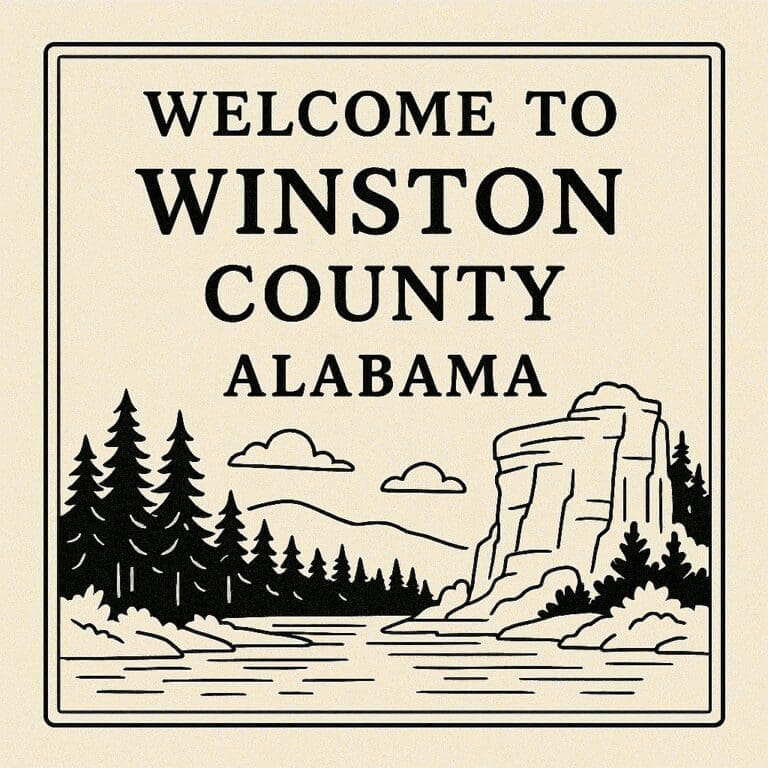 Winston County Alabama Line Art Sign